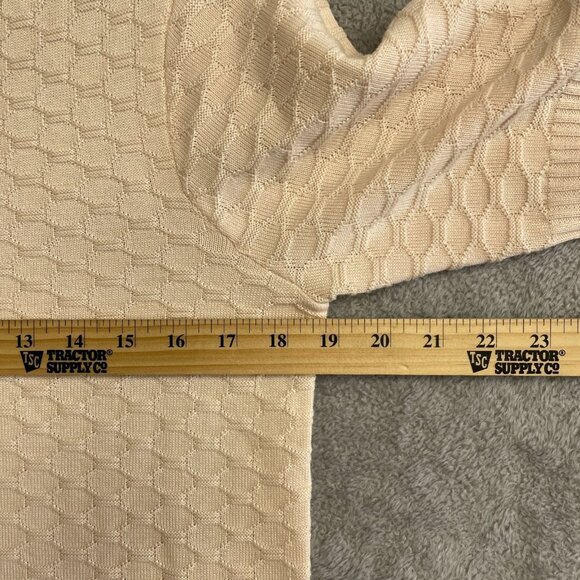 NWOT Ella Moss Women's M V-Neck Short sleeve Sweater Peach Honeycomb Textured - Picture 5 of 10